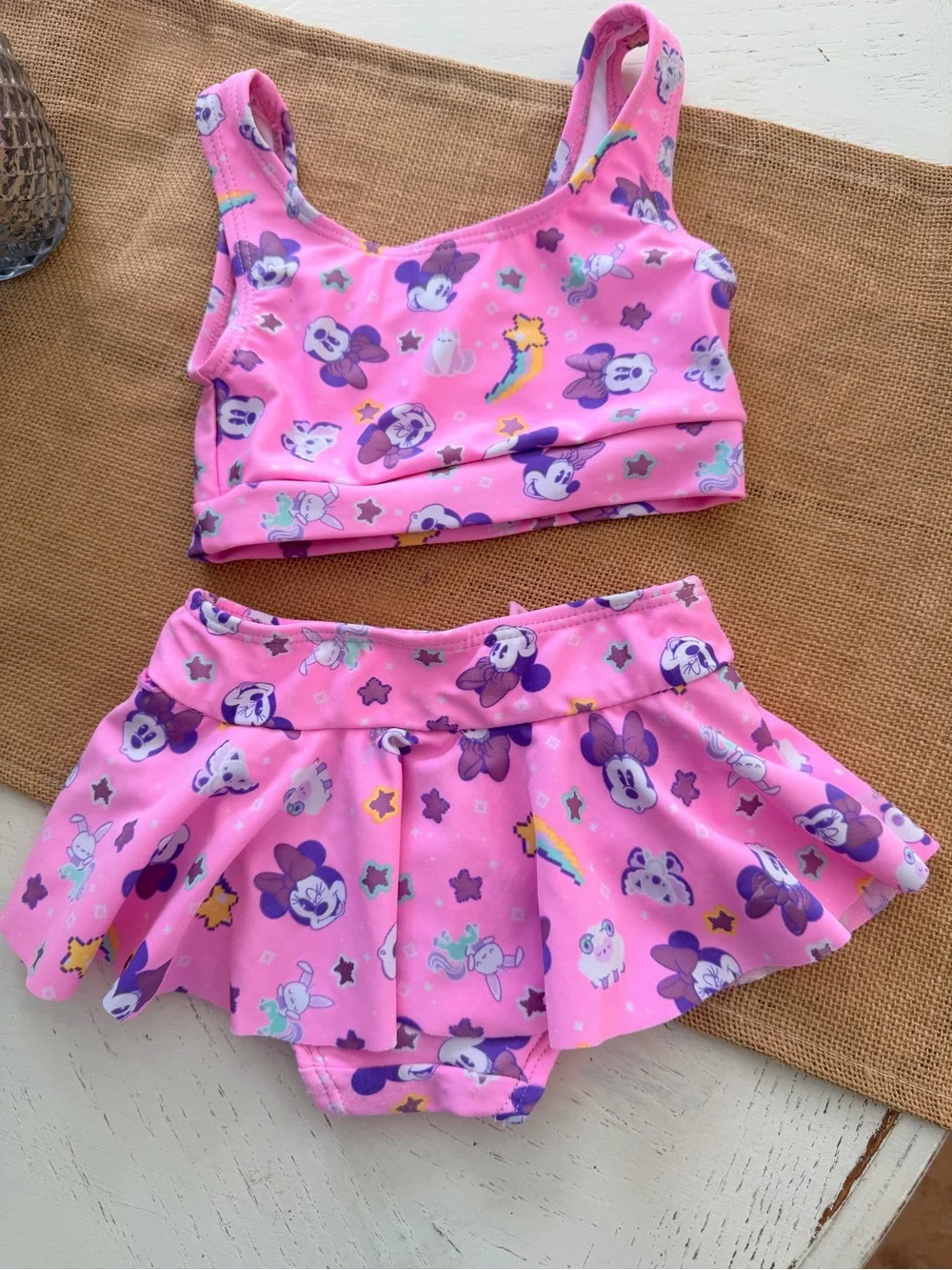 Disney Pink Minnie Mouse Bikini Set with Purple Accents